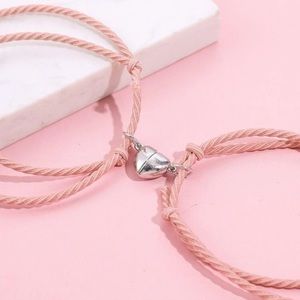 2 pcs Couple Magnetic Heart Charm Bracelet Set Adjustable
